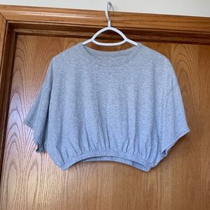 Aerie Cropped Lounge/Workout Top, Grey, size SMALL